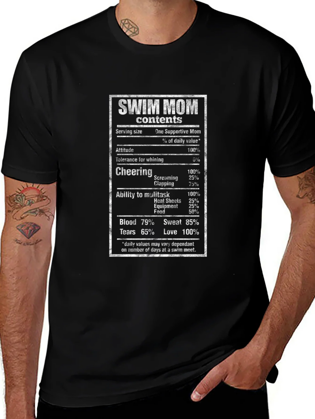 Swim Mom Nutrition Facts T-Shirt - Supportive Gift for Moms product image 1