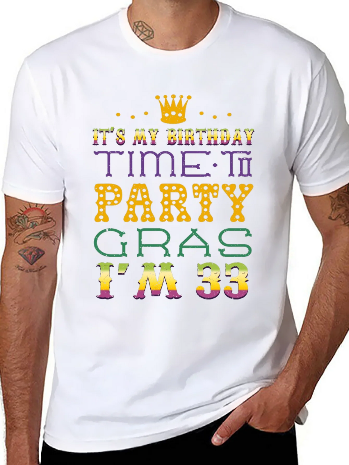 Its My Birthday Time To Party Gras Im 33 T-Shirt product image 4