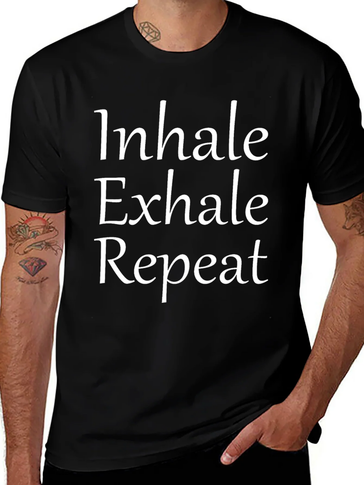 Inhale Exhale Repeat Black T-Shirt product image 1