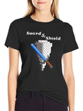 Sword & Shield Pixel Art T-Shirt - Retro Gaming Tee product image 1