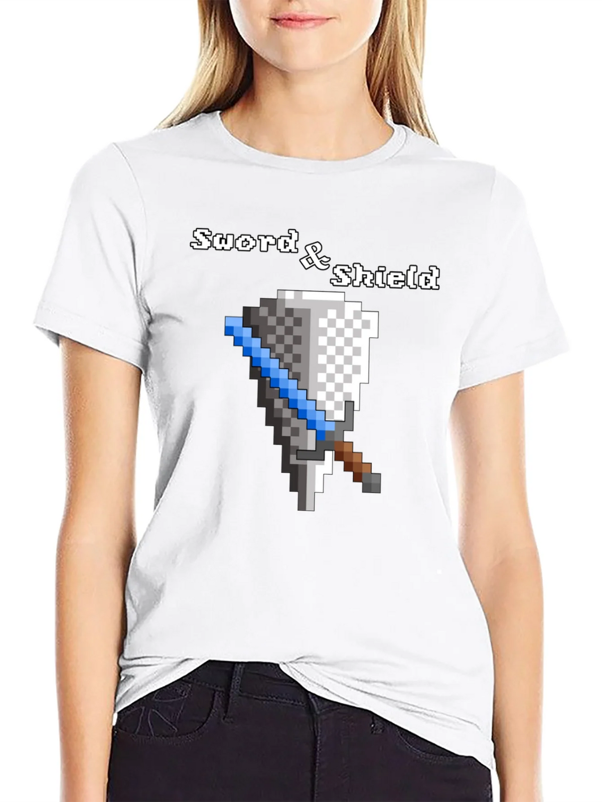 Sword & Shield Pixel Art T-Shirt - Retro Gaming Tee product image 3