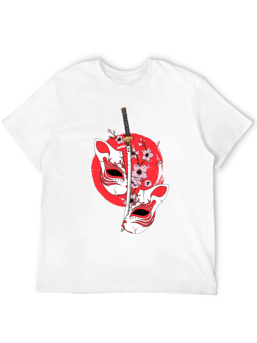 Japanese Fox Mask Katana T-Shirt - Unique Design product image 11
