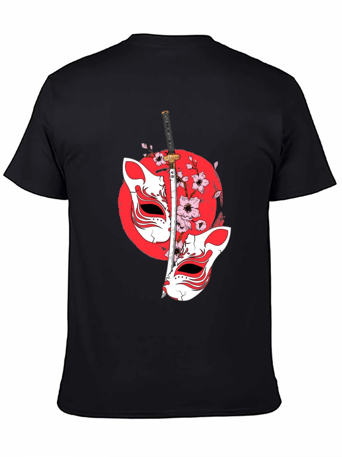 Japanese Fox Mask Katana T-Shirt - Unique Design product image 4