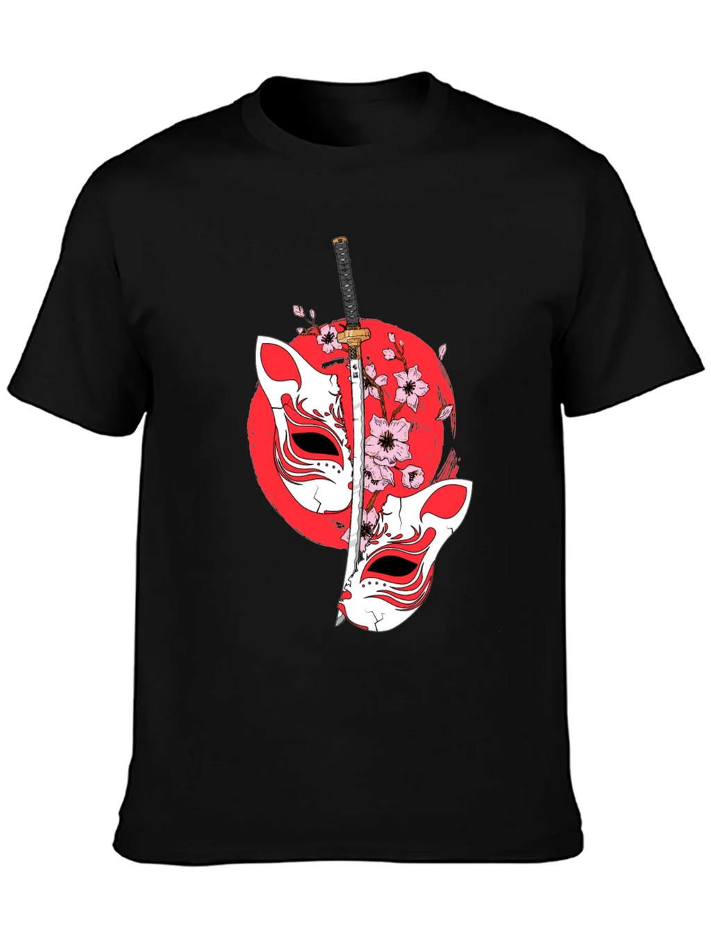 Japanese Fox Mask Katana T-Shirt - Unique Design product image 3