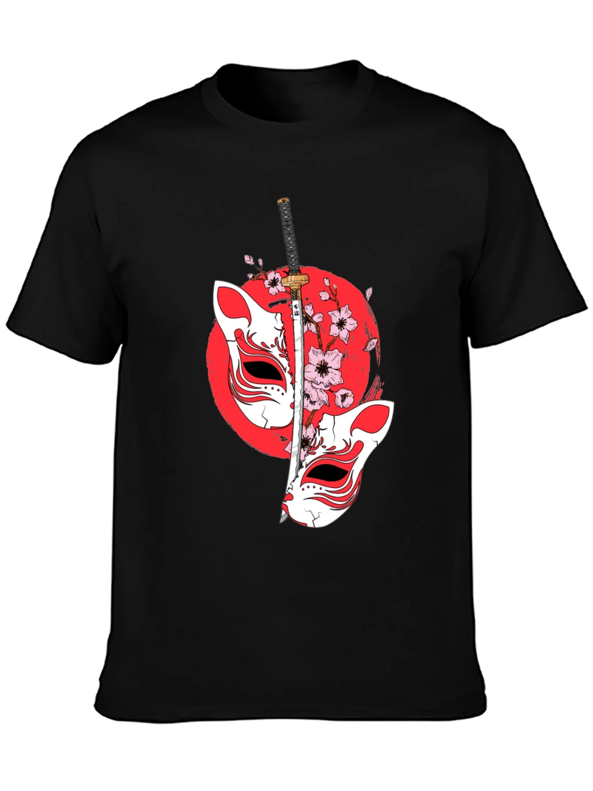 Japanese Fox Mask Katana T-Shirt - Unique Design product image 3