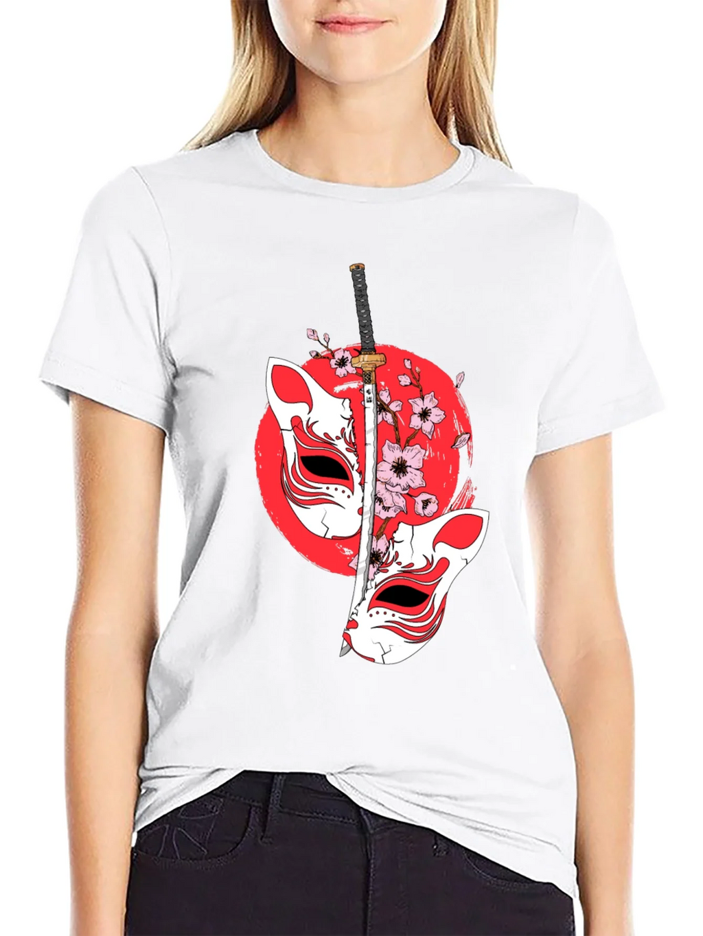 Japanese Fox Mask Katana T-Shirt - Unique Design product image 8