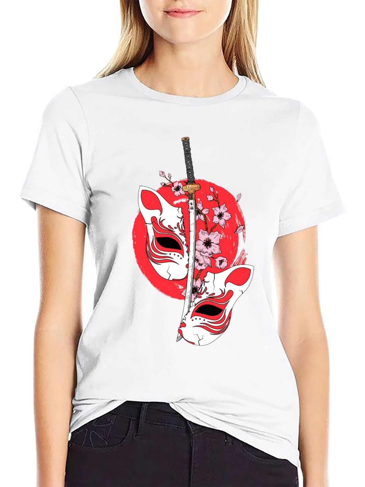 Japanese Fox Mask Katana T-Shirt - Unique Design product image 8