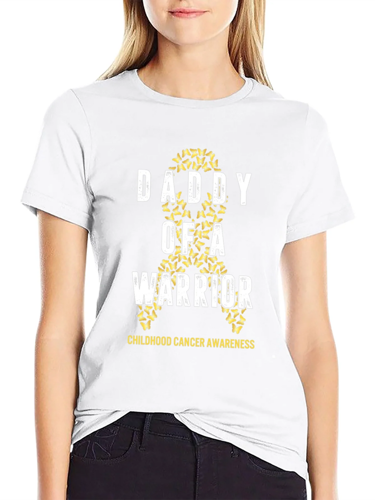 Daddy of a Warrior Childhood Cancer Awareness T-Shirt product image 8