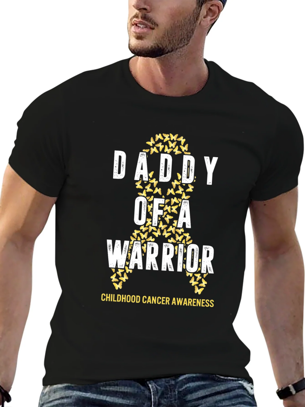 Daddy of a Warrior Childhood Cancer Awareness T-Shirt product image 6