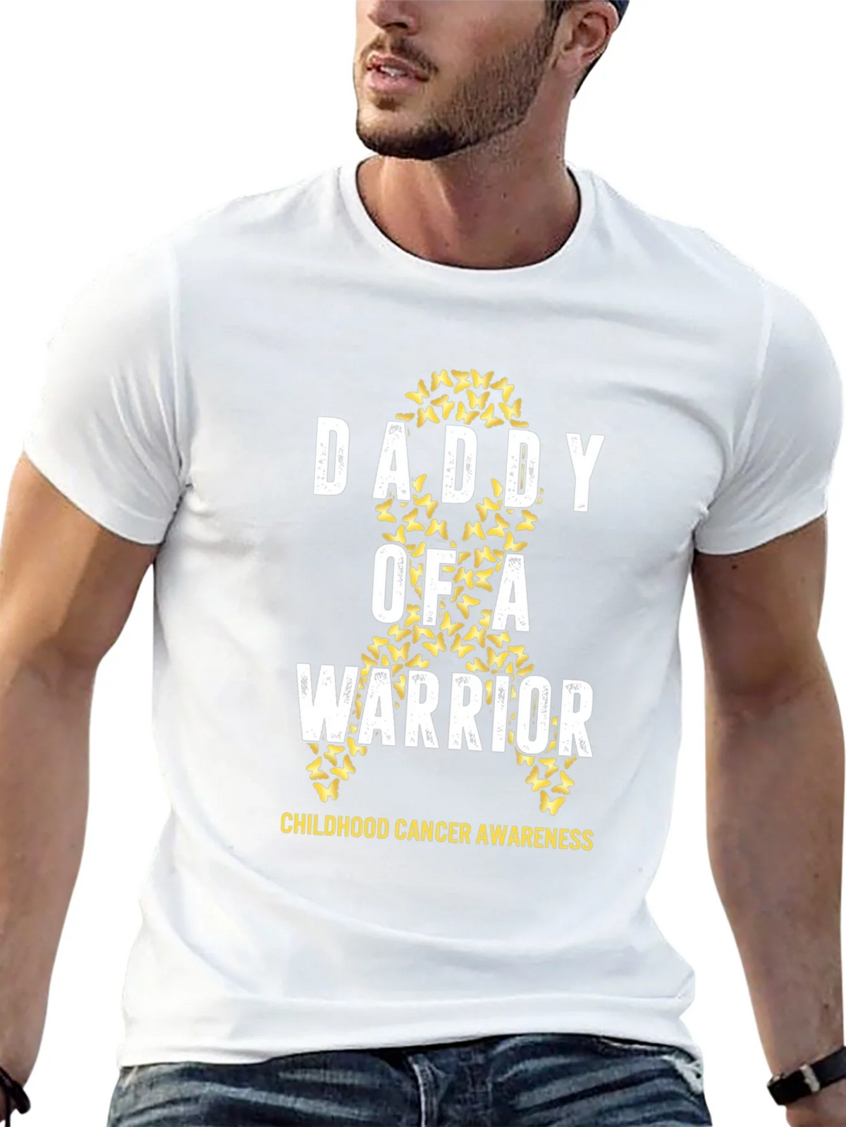 Daddy of a Warrior Childhood Cancer Awareness T-Shirt product image 12