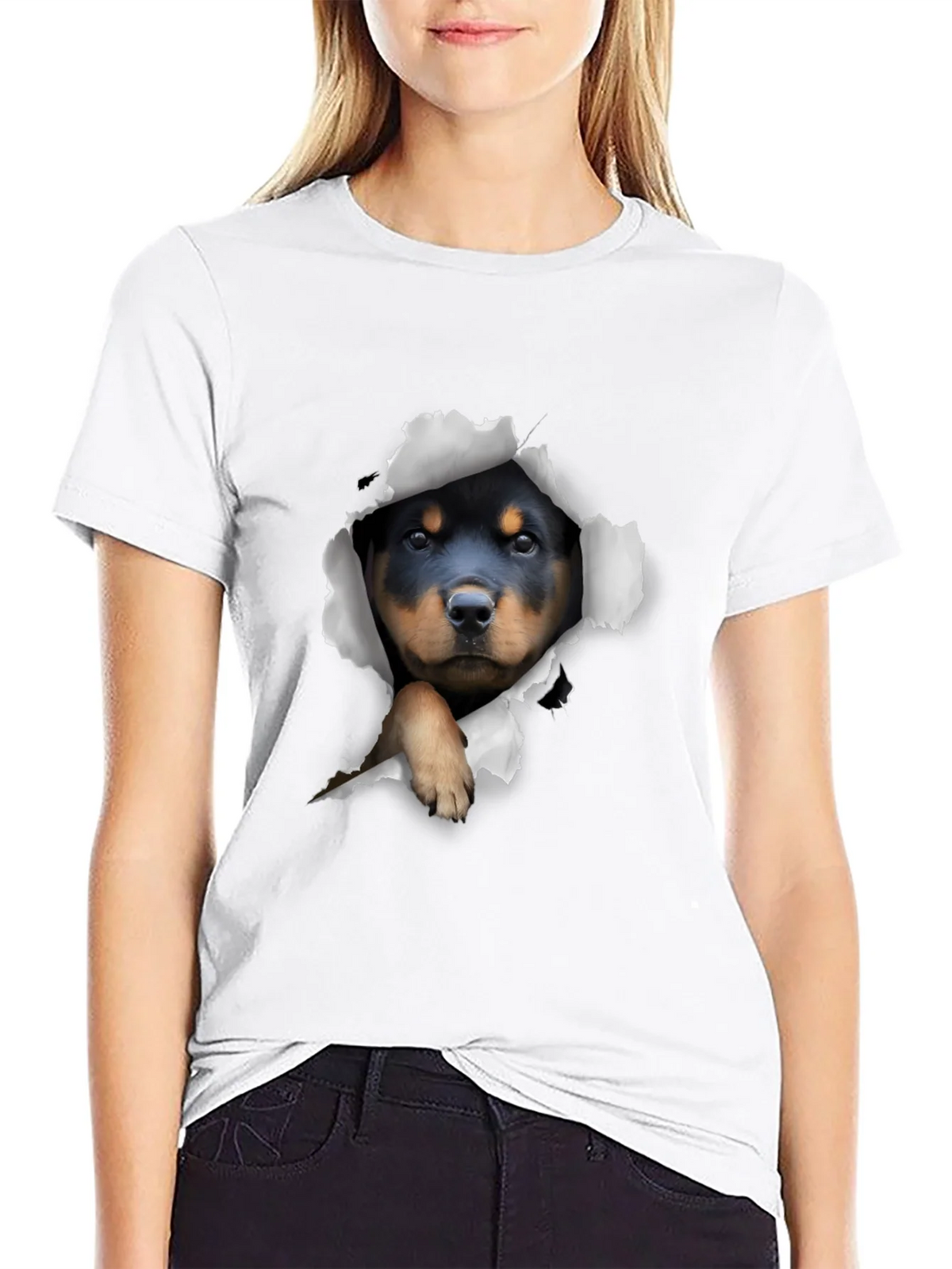 Rottweiler Puppy Peek-a-Boo T-Shirt product image 2