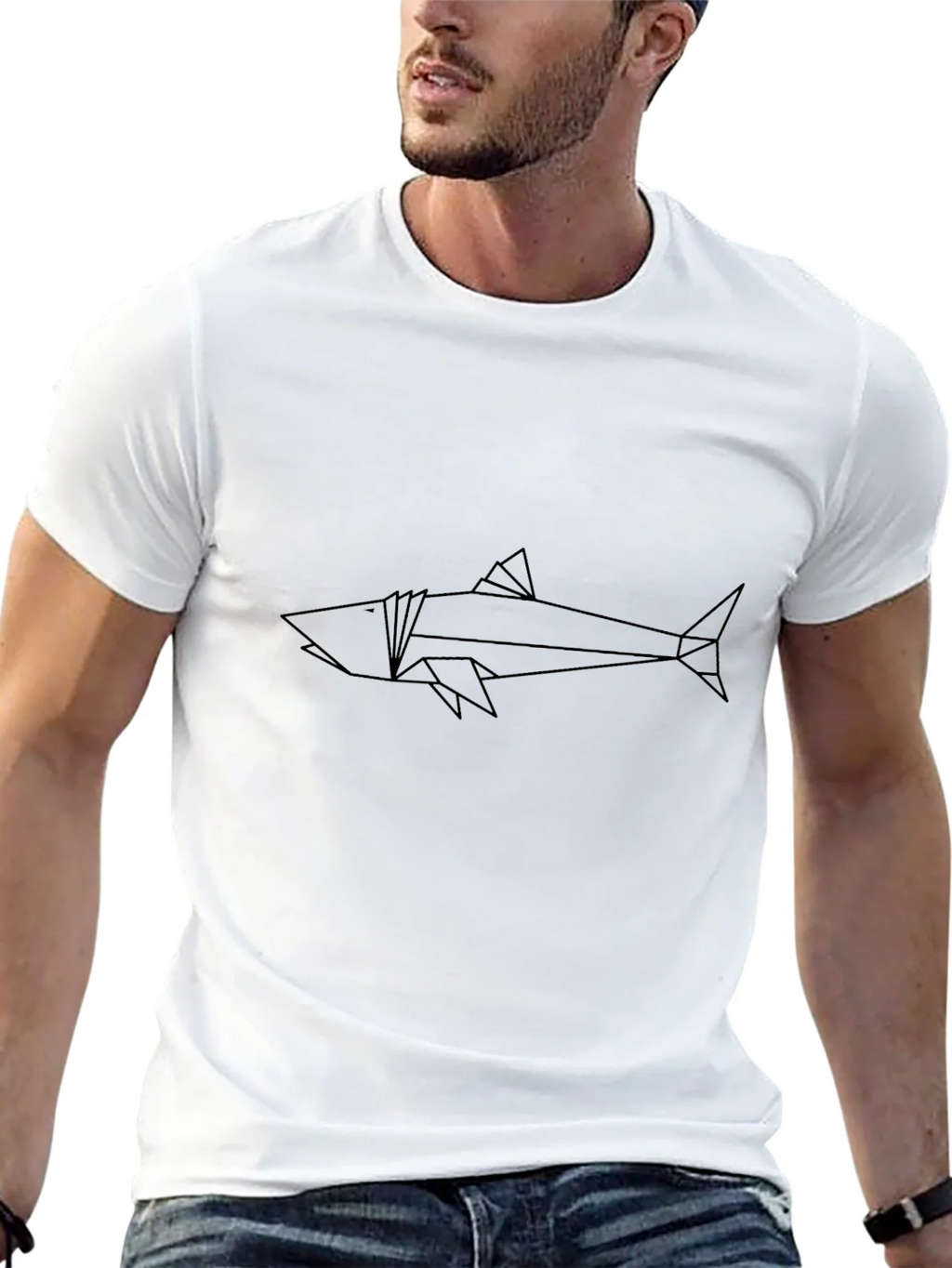 Geometric Shark T-Shirt - Modern Line Art product image 4
