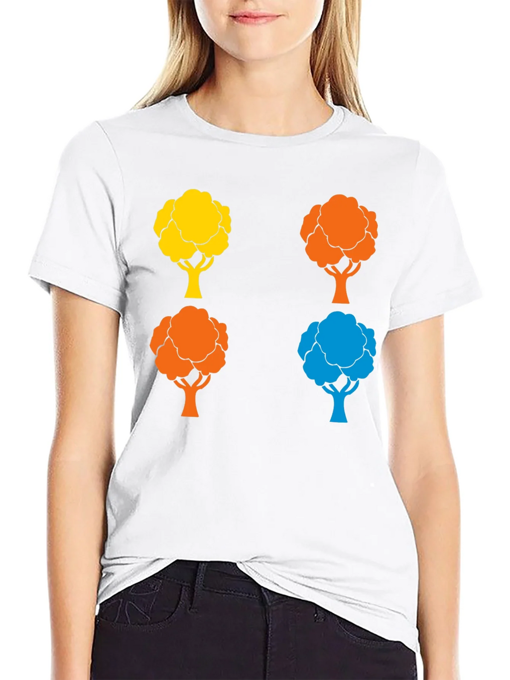 Colorful Tree Graphic Print Crew Neck T-Shirt product image 8