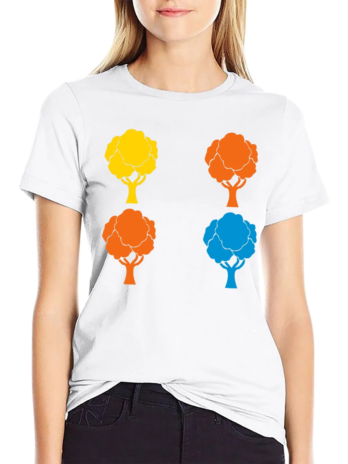 Colorful Tree Graphic Print Crew Neck T-Shirt product image 8