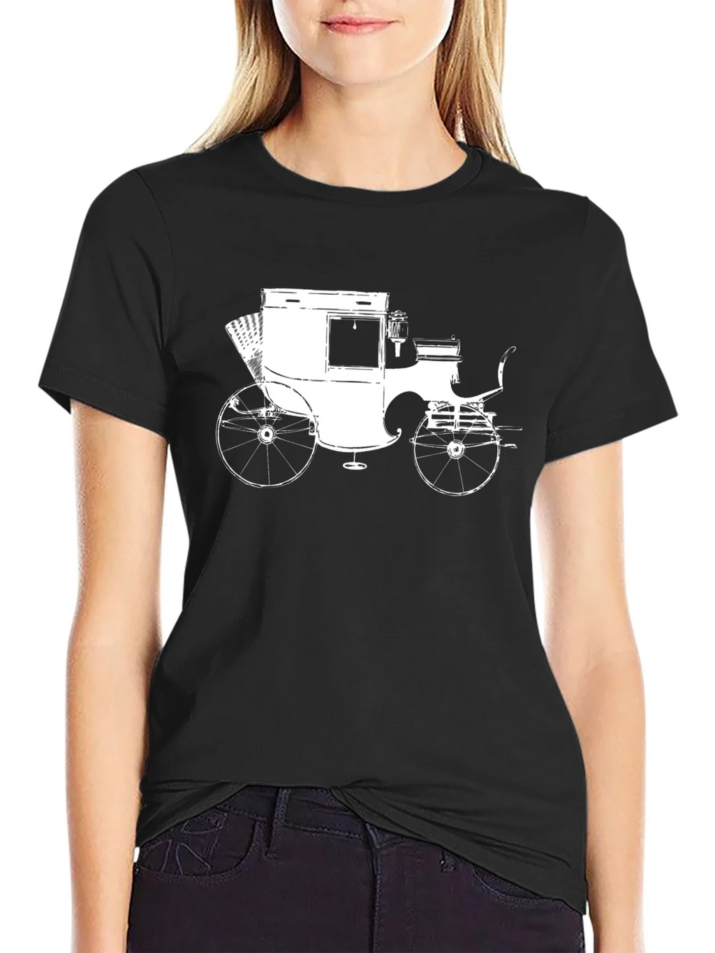 Vintage Carriage Graphic T-Shirt - Black product image 2