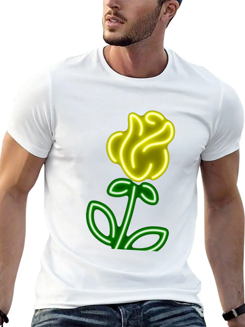Neon Rose Graphic T-Shirt - Cool Casual Wear product image 12