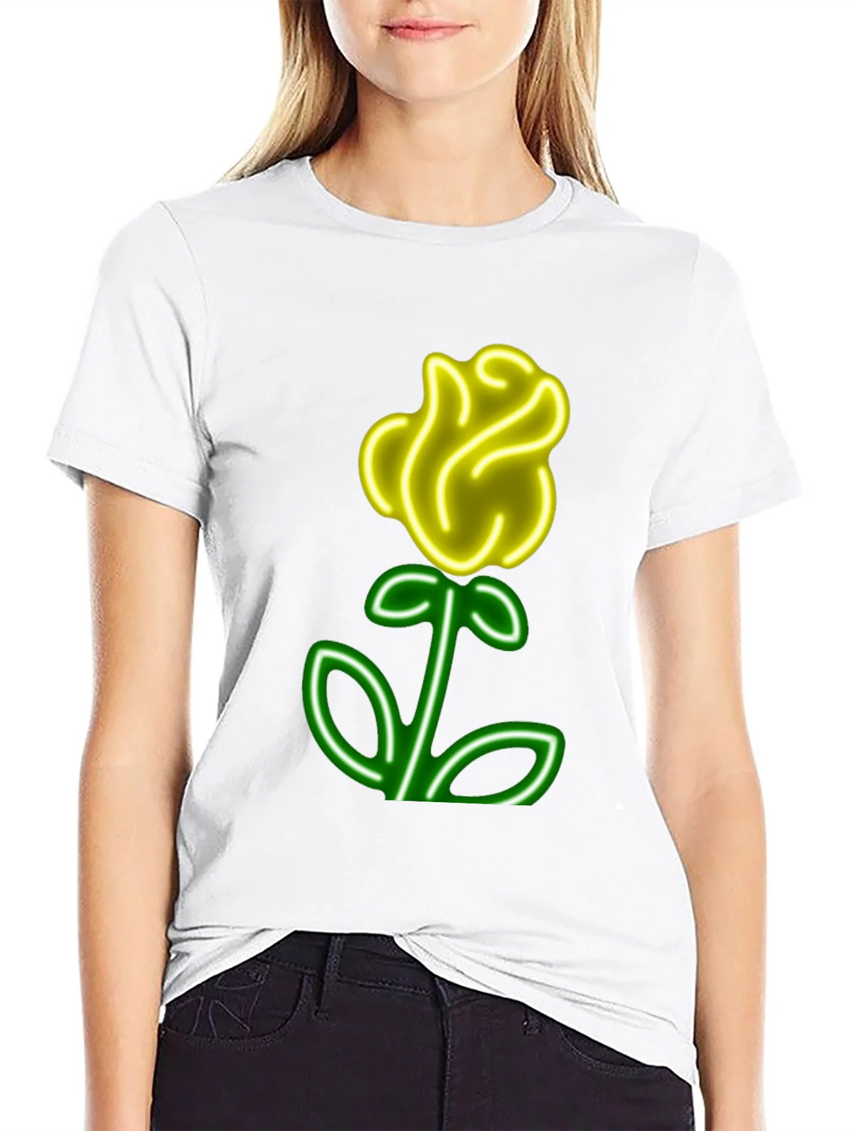 Neon Rose Graphic T-Shirt - Cool Casual Wear product image 8
