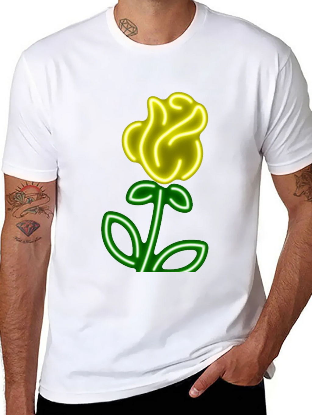 Neon Rose Graphic T-Shirt - Cool Casual Wear product image 7