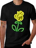 Neon Rose Graphic T-Shirt - Cool Casual Wear product image 1