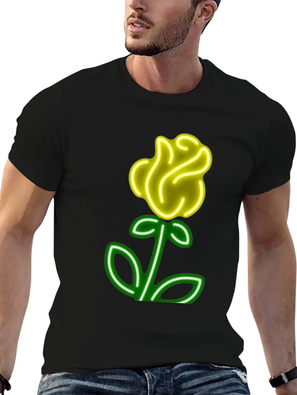 Neon Rose Graphic T-Shirt - Cool Casual Wear product image 6