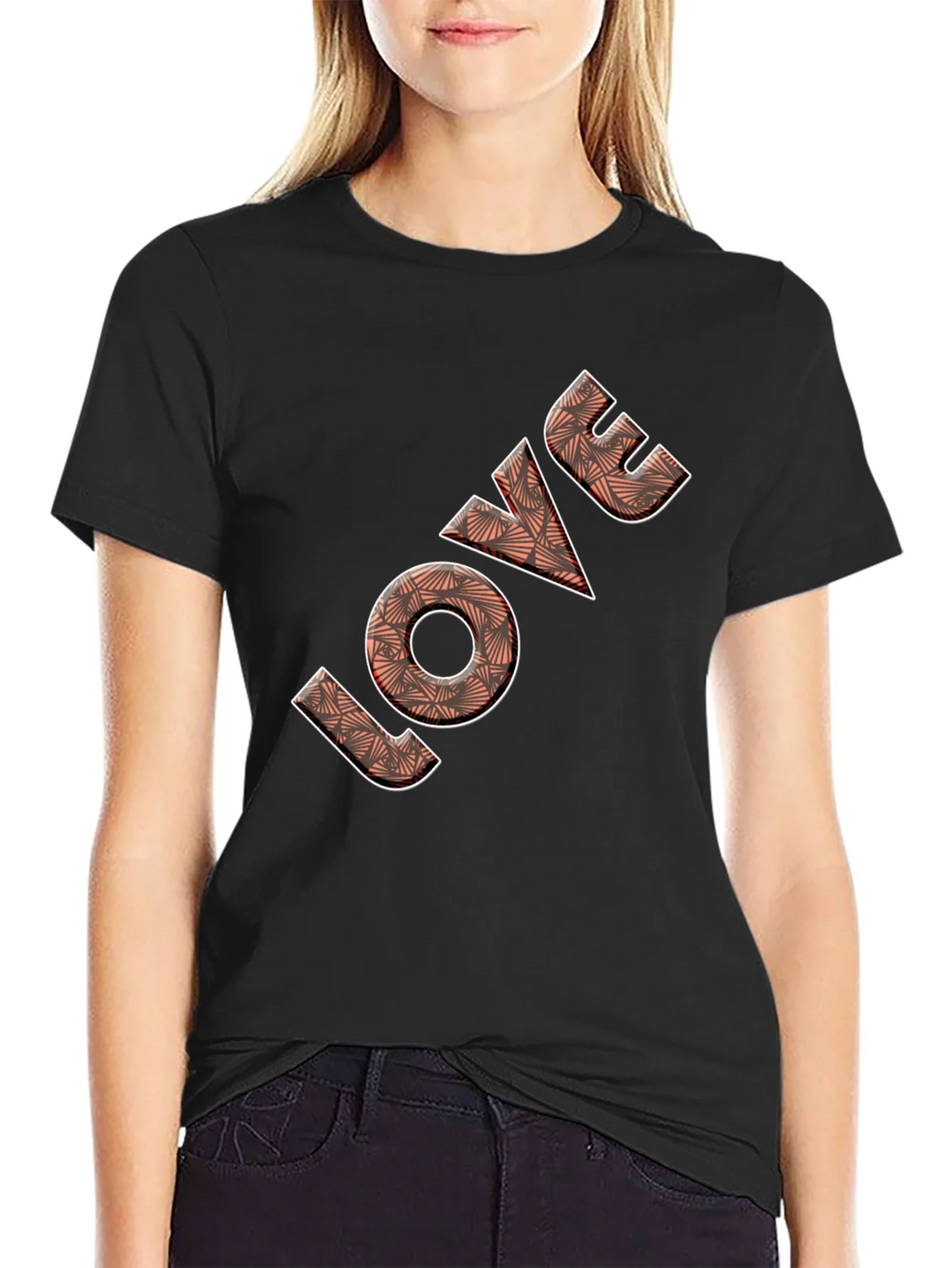 Geometric Love Graphic Tee - Stylish Black T-Shirt product image 1