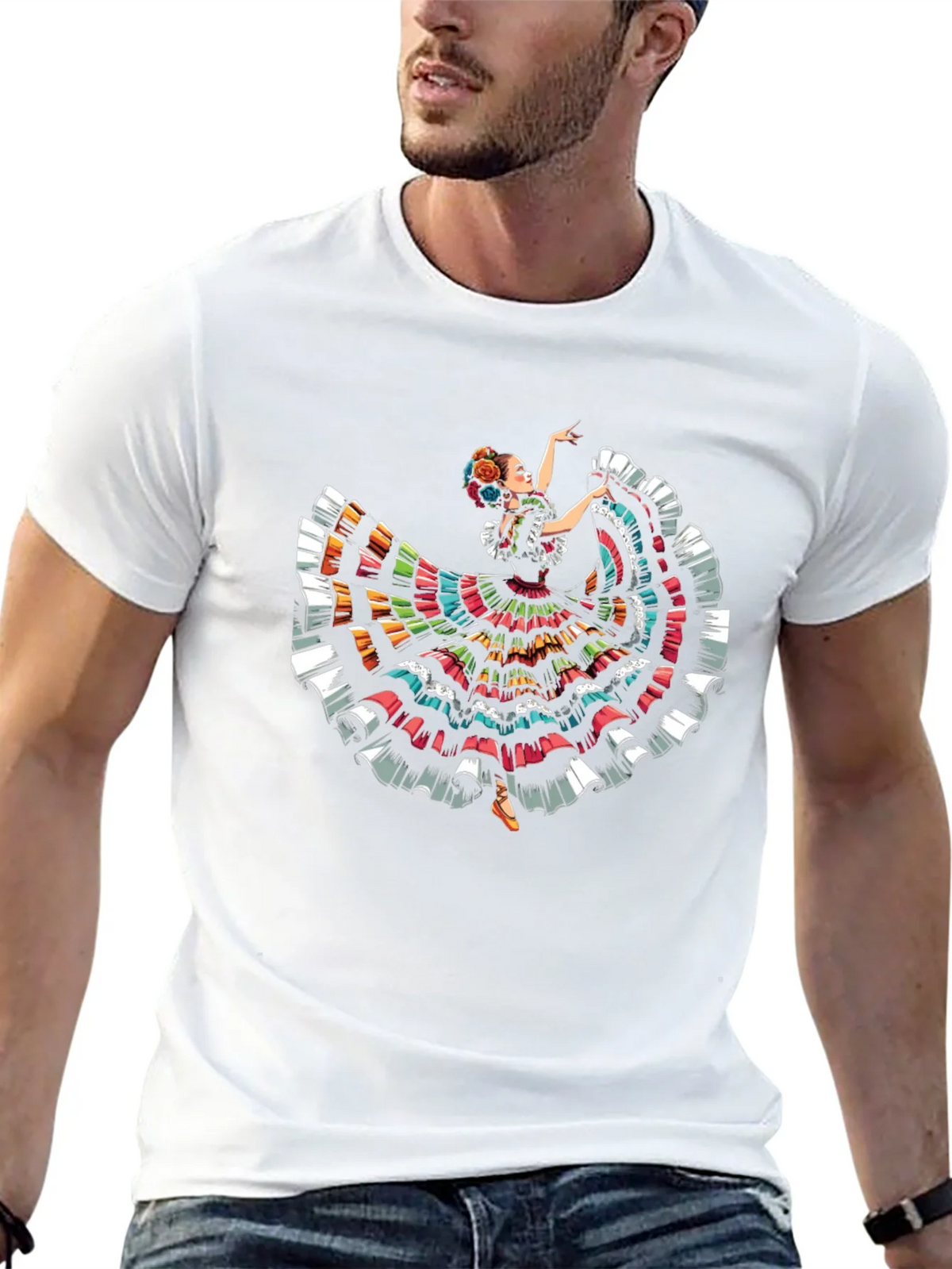 Mexican Folklorico Dancer T-Shirt - Vibrant Fiesta Style product image 7