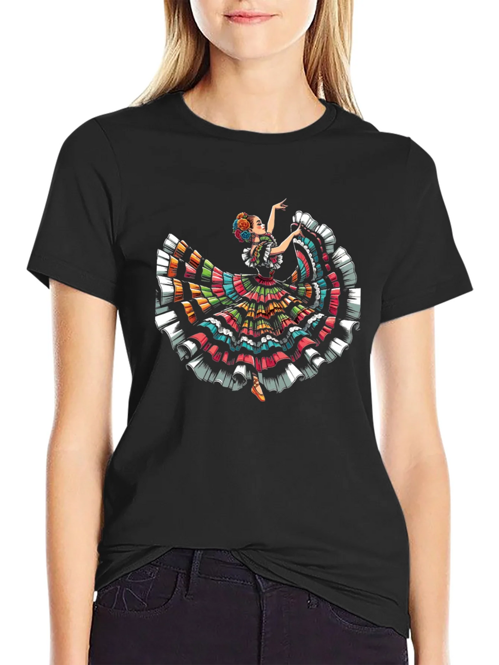 Mexican Folklorico Dancer T-Shirt - Vibrant Fiesta Style product image 1