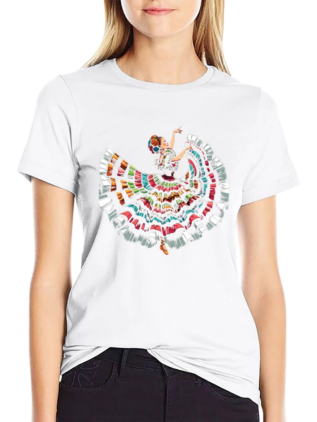 Mexican Folklorico Dancer T-Shirt - Vibrant Fiesta Style product image 4