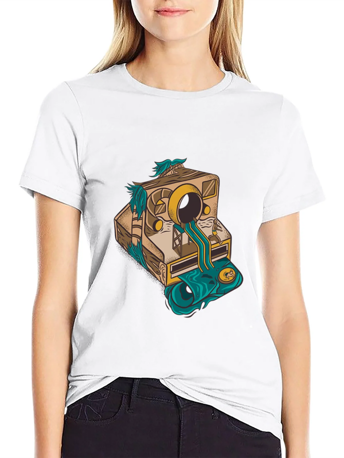 Camera Surrealism Mens Black Graphic Tee product image 8