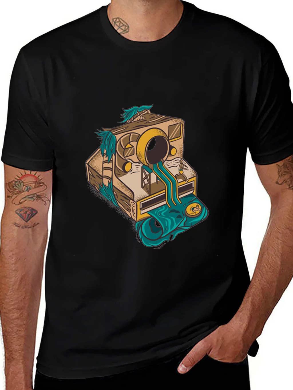Camera Surrealism Mens Black Graphic Tee product image 1