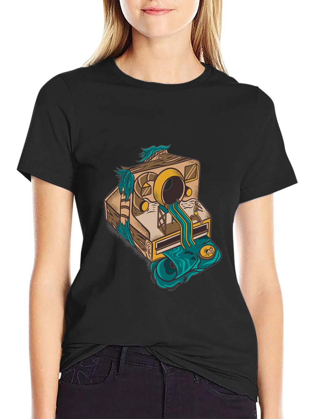 Camera Surrealism Mens Black Graphic Tee product image 2