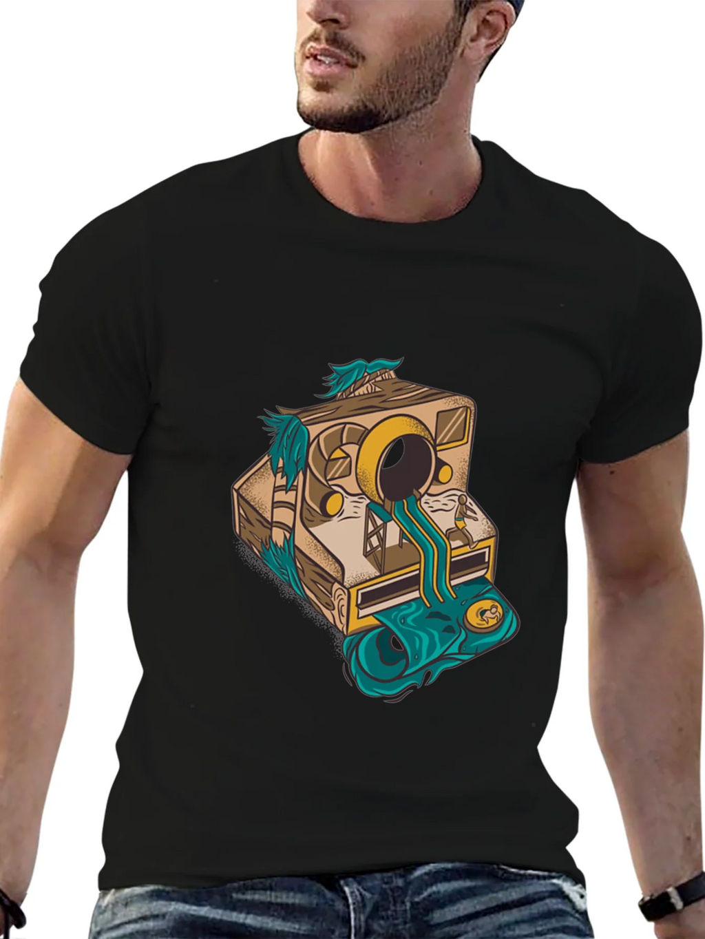 Camera Surrealism Mens Black Graphic Tee product image 6