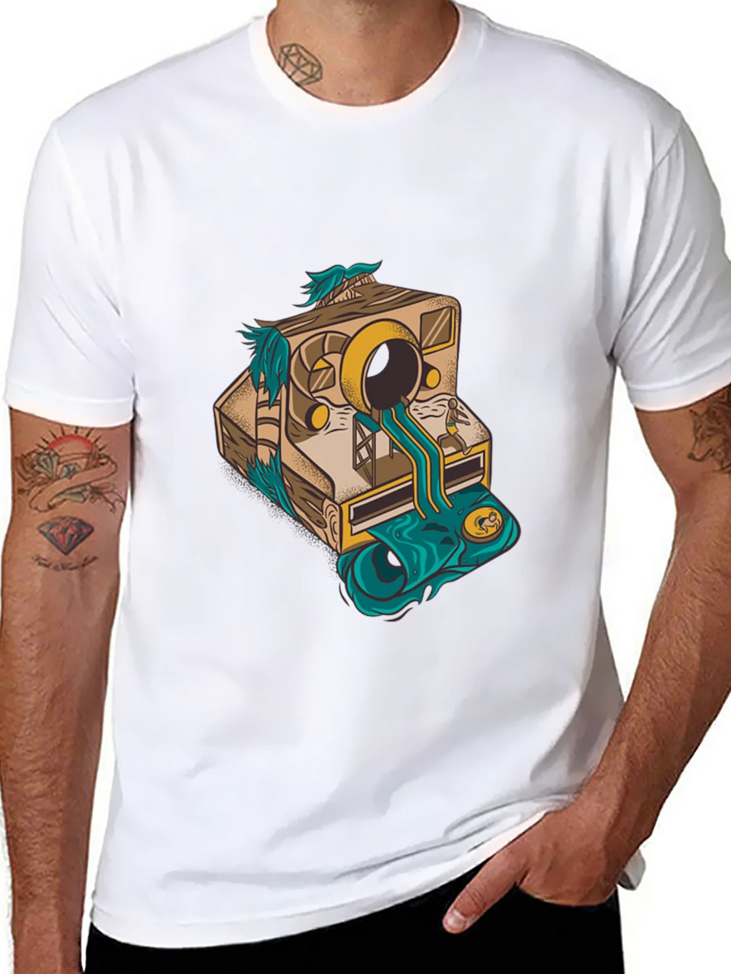 Camera Surrealism Mens Black Graphic Tee product image 7