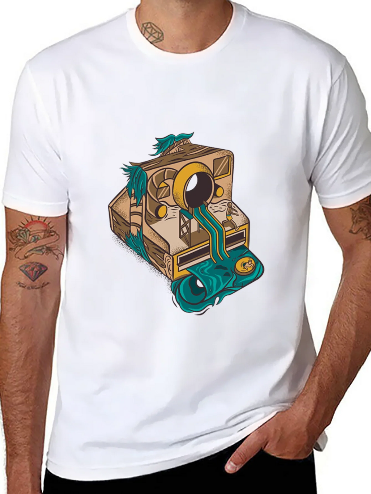 Camera Surrealism Mens Black Graphic Tee product image 7