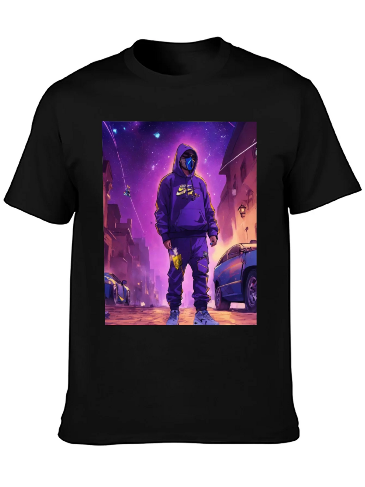 Black T-Shirt with Urban Galaxy Graphic product image 2