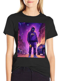 Black T-Shirt with Urban Galaxy Graphic product image 1