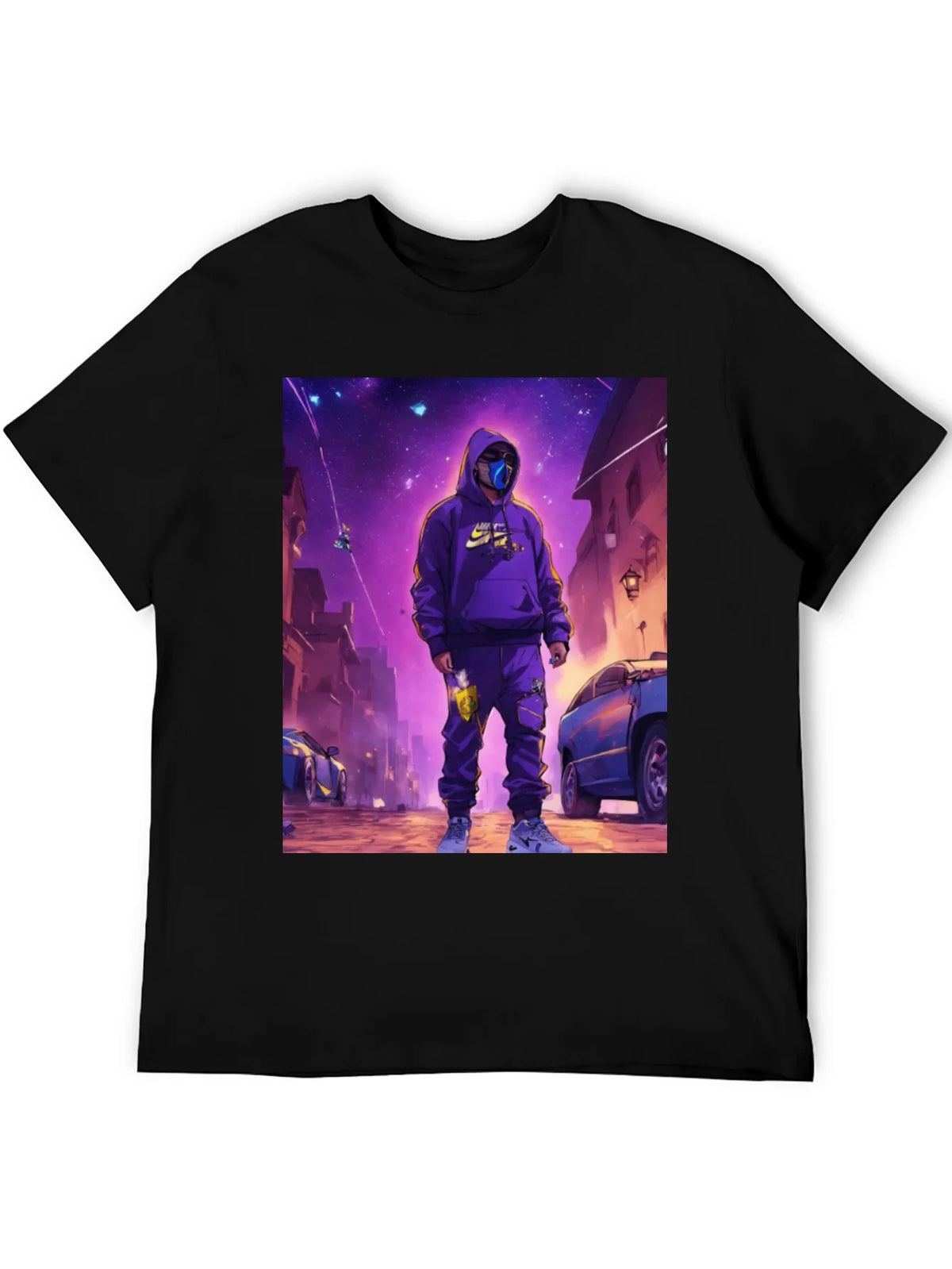 Black T-Shirt with Urban Galaxy Graphic product image 4