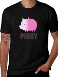Pink Pig Text T-Shirt - Fun Graphic Tee product image 1