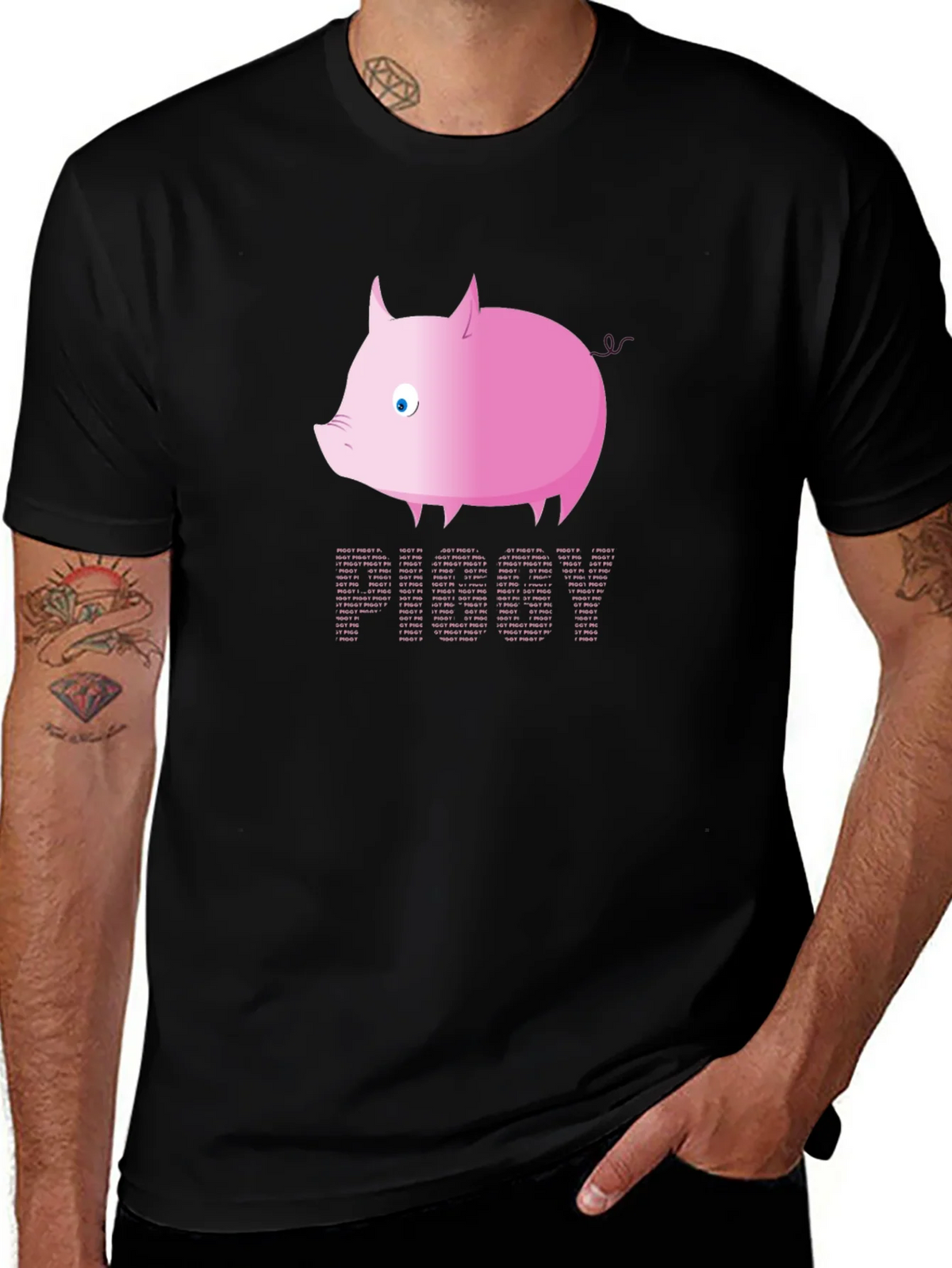 Pink Pig Text T-Shirt - Fun Graphic Tee product image 1