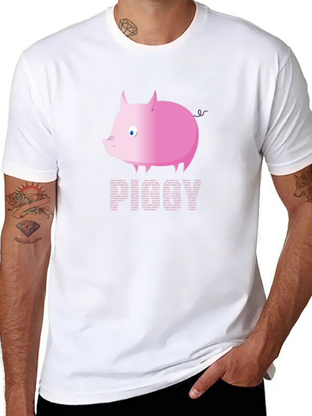 Pink Pig Text T-Shirt - Fun Graphic Tee product image 4