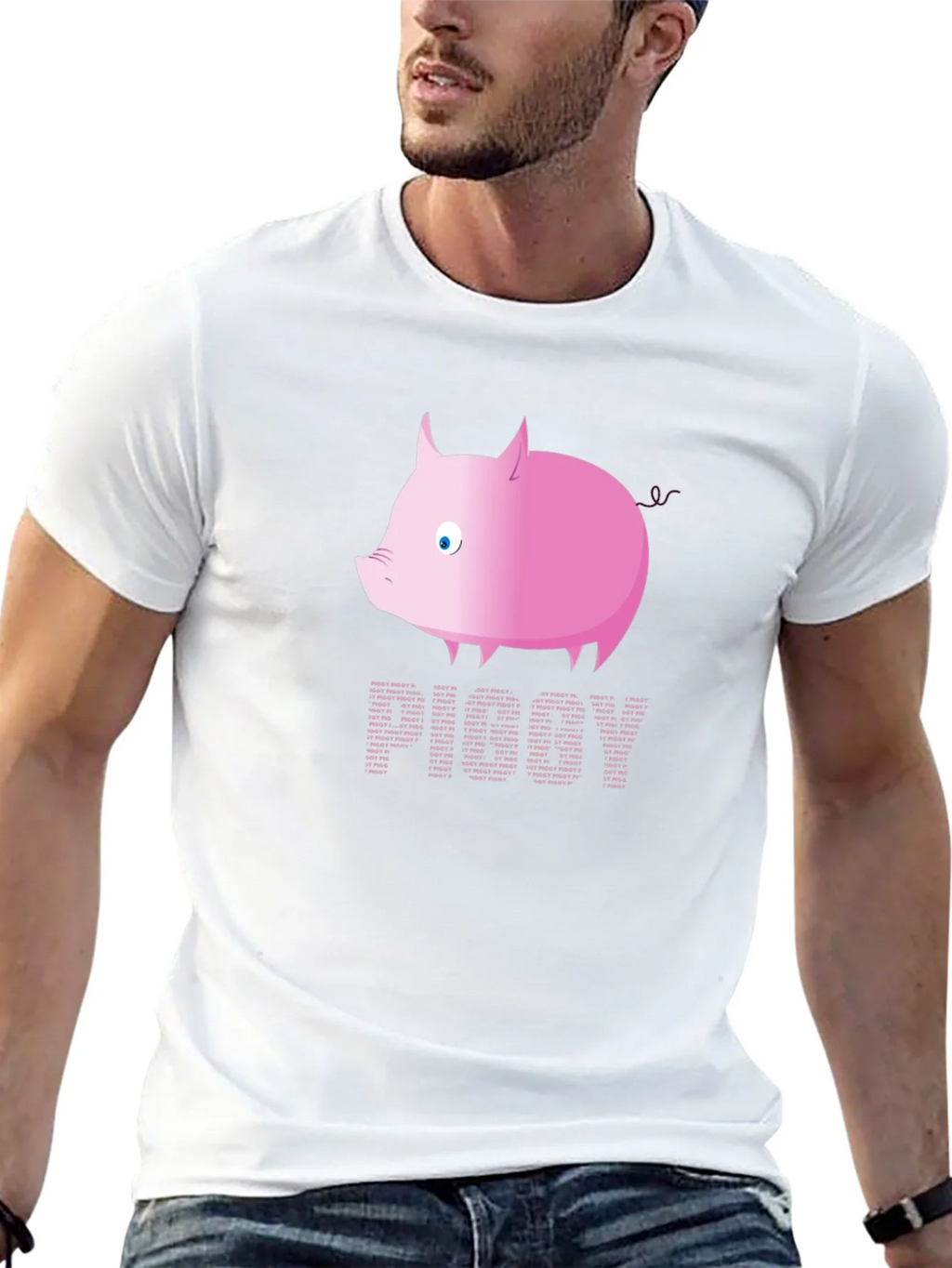 Pink Pig Text T-Shirt - Fun Graphic Tee product image 7