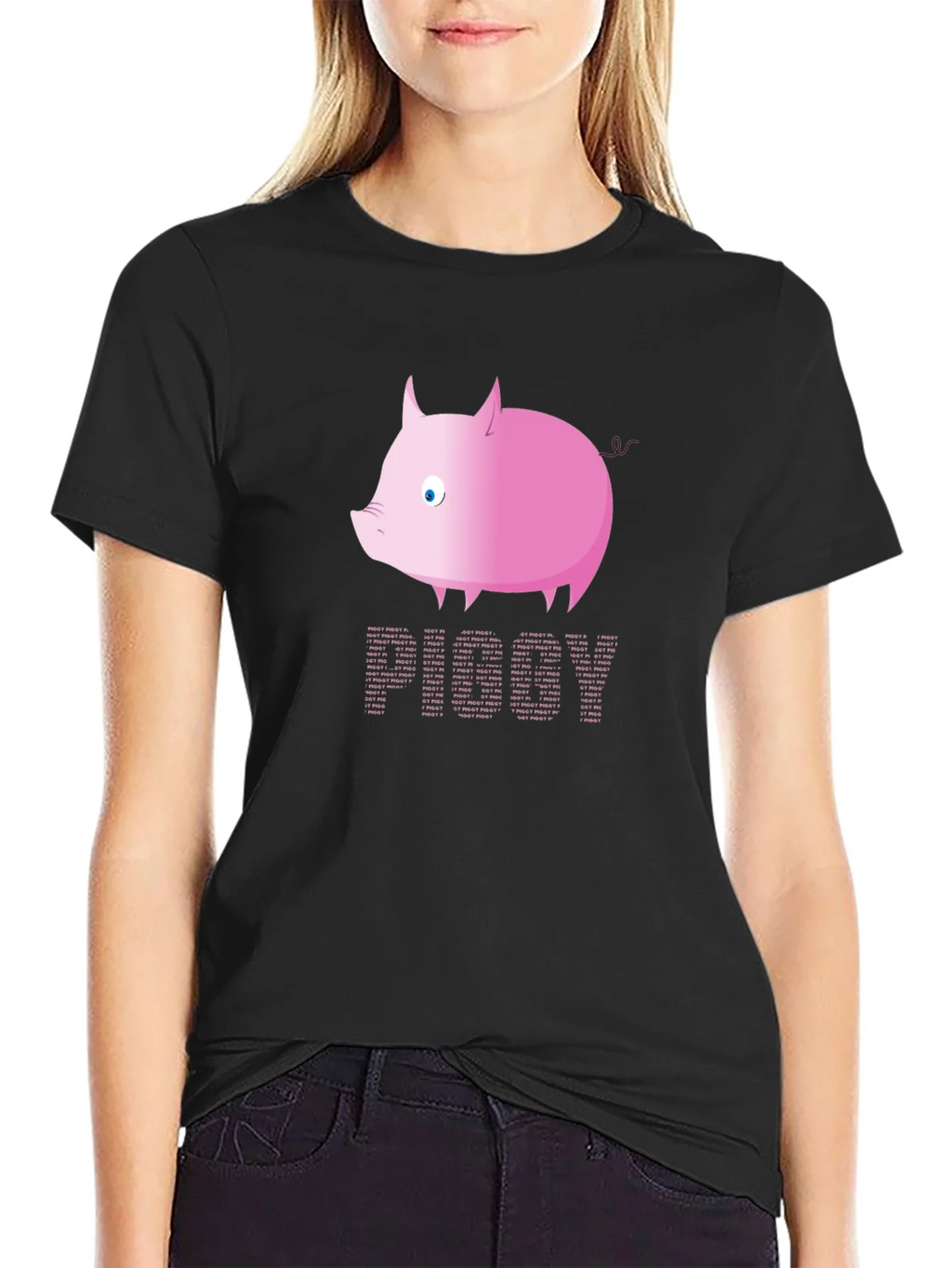 Pink Pig Text T-Shirt - Fun Graphic Tee product image 2