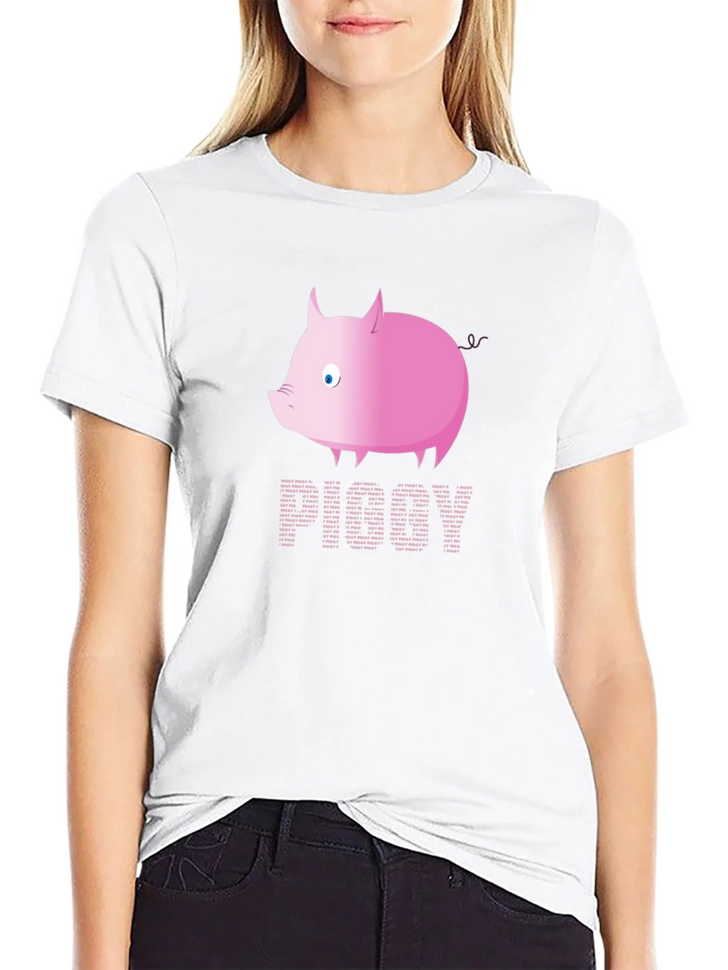Pink Pig Text T-Shirt - Fun Graphic Tee product image 5