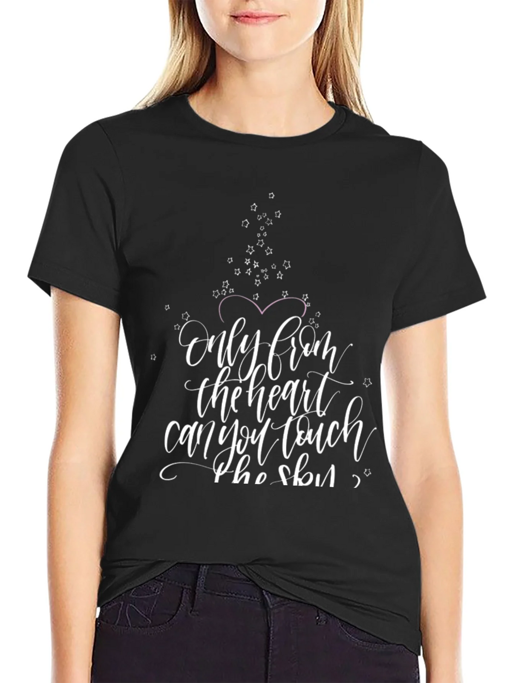 Heartfelt Words Graphic Tee - Black Cotton Blend product image 2