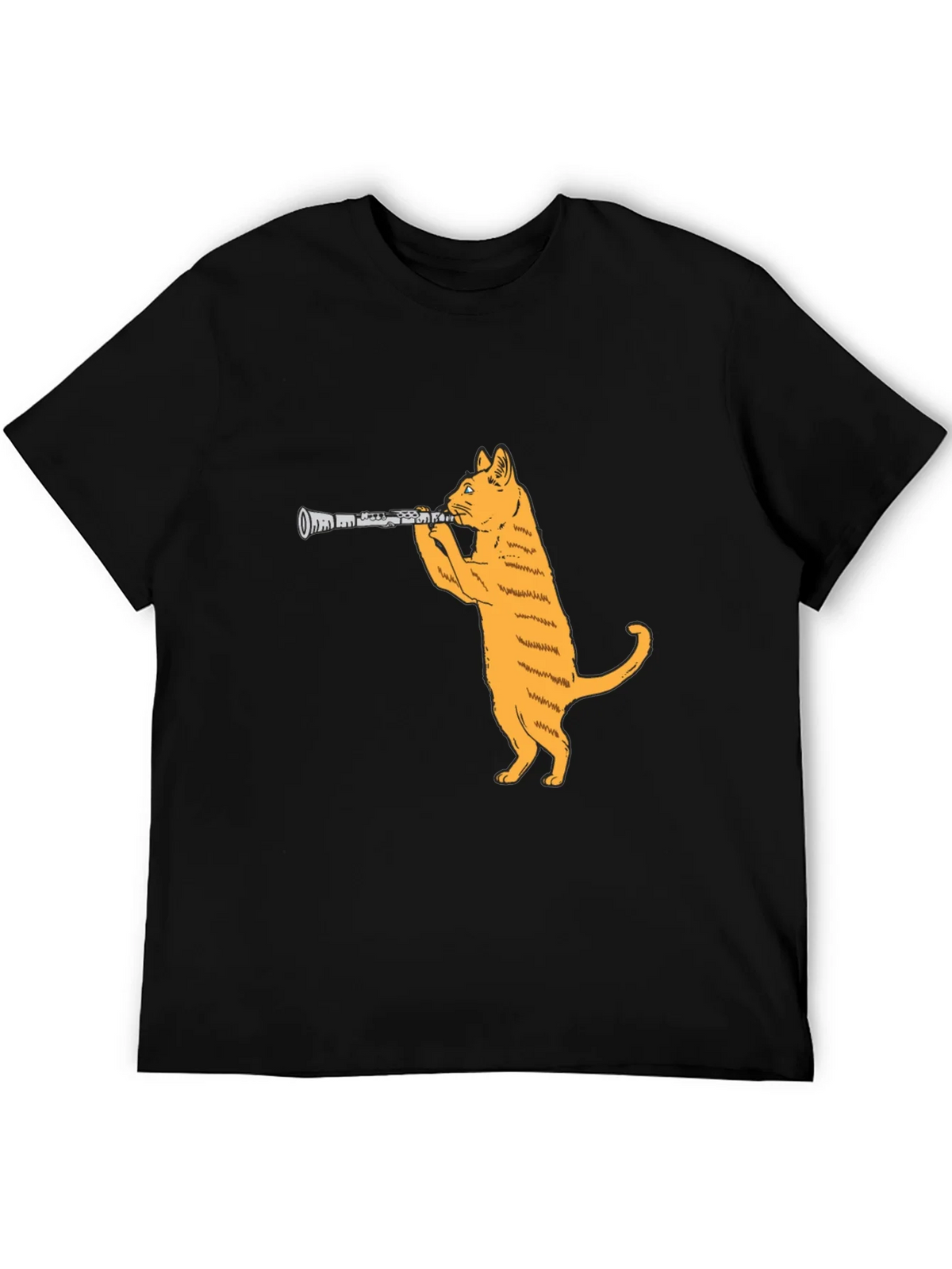 Cat Clarinet Black T-Shirt product image 5