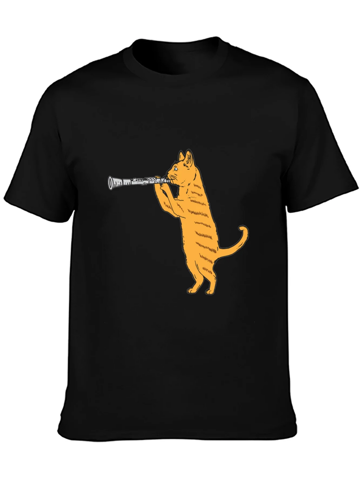 Cat Clarinet Black T-Shirt product image 3