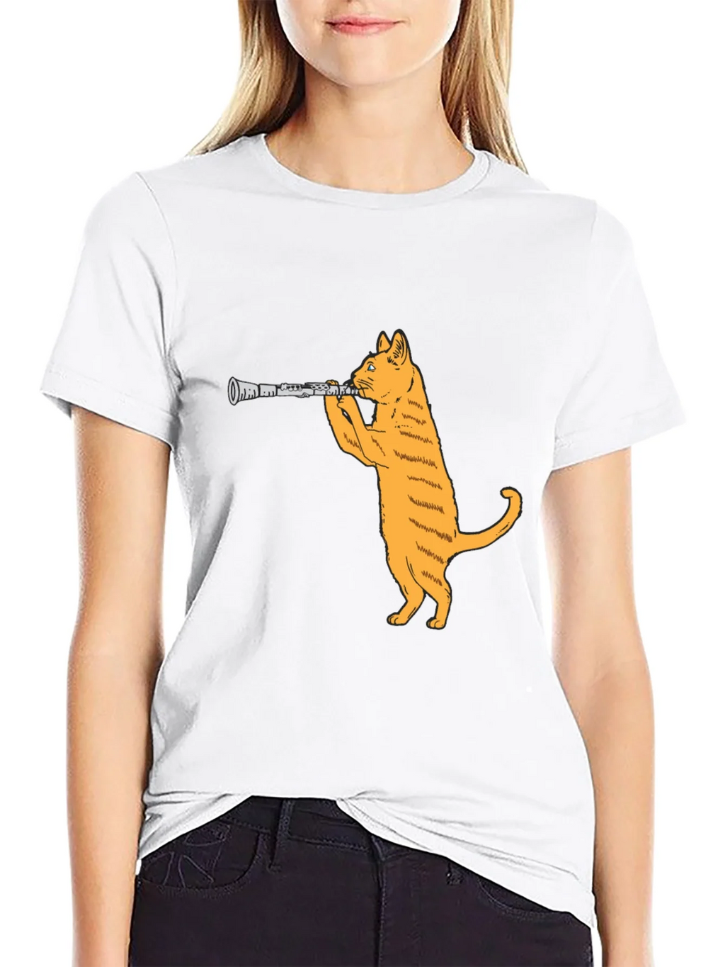 Cat Clarinet Black T-Shirt product image 8
