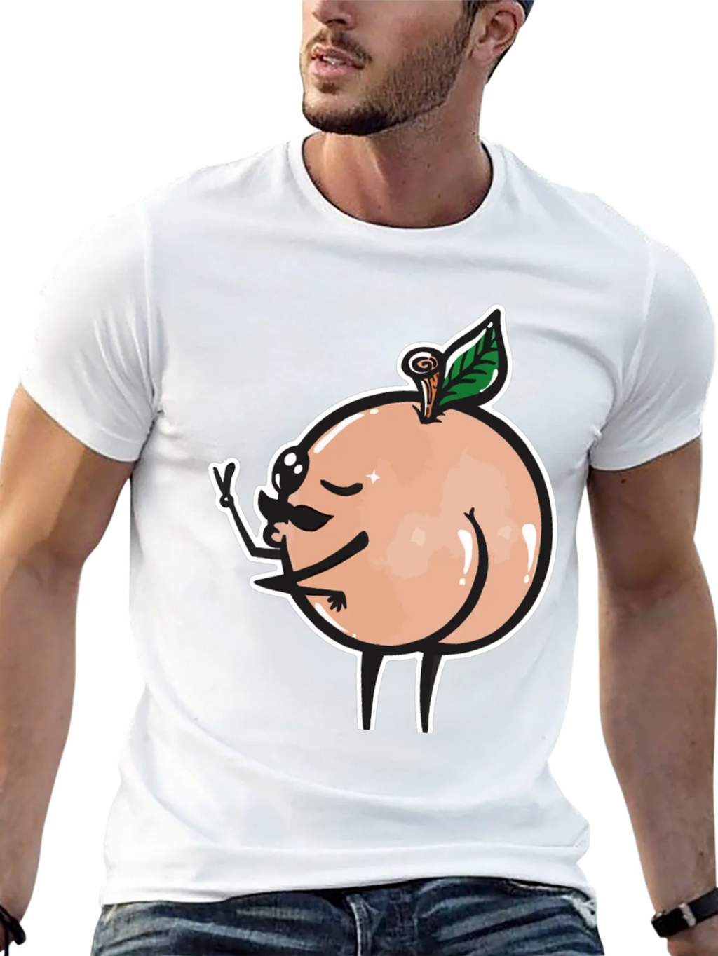 Funny Peach Butt Graphic Black T-Shirt product image 12