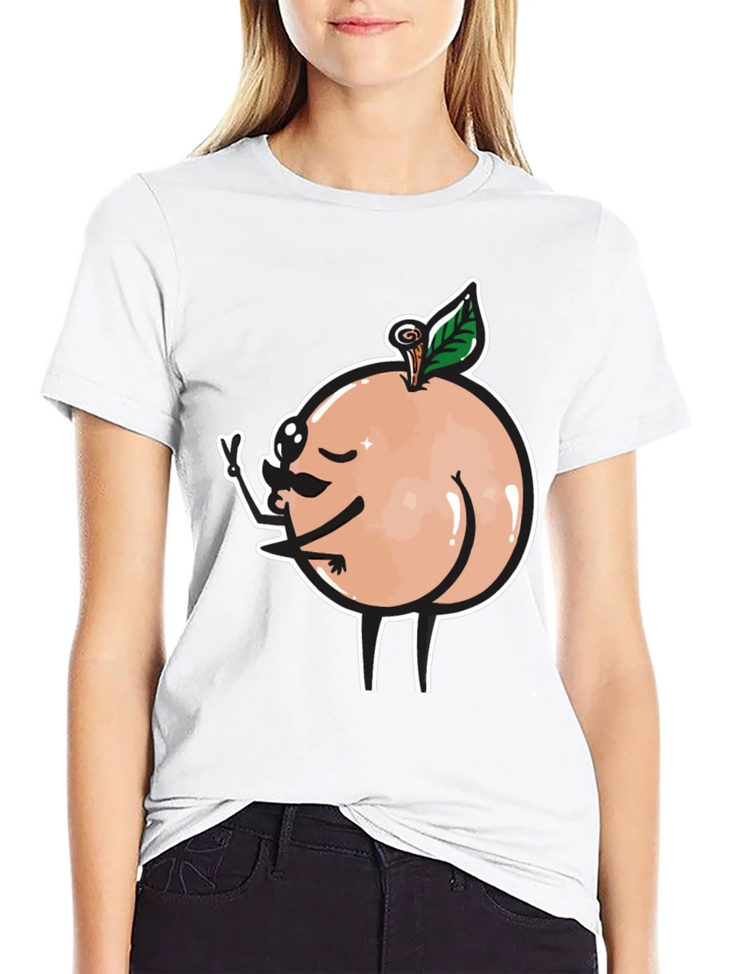 Funny Peach Butt Graphic Black T-Shirt product image 8