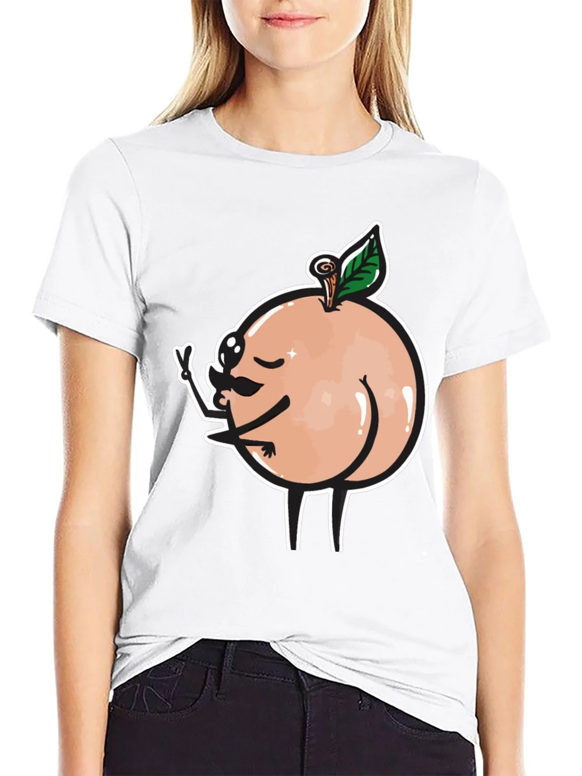 Funny Peach Butt Graphic Black T-Shirt product image 8